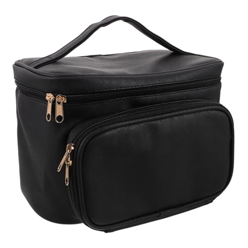 Beatifufu Große wasserdichte PU Kosmetiktasche Damen Reise Make-up Organizer mit Sicherem Reißverschluss und Robustem Material Tragbare Schminktasche für Outdoor und Badezimmer Schwarz von Beatifufu