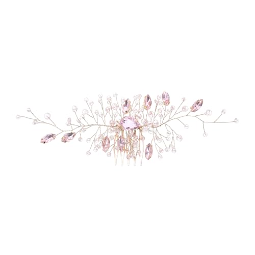 Beatifufu Haarkammkopfschmuck brautseitenkämme Braut Hochzeit Haarkamm Hochzeitsschmuck Haarkämme aus Haarschmuck zur Hochzeit Strass -Kopfbedeckung Haarspange Legierung Rosa von Beatifufu