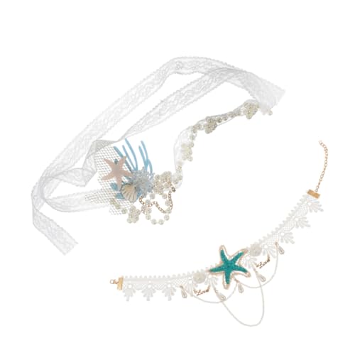 Beatifufu Halskette Für Damen Korallenmuschel-stirnband-set Haar-accessoire-design Mit Meeresmotiven von Beatifufu