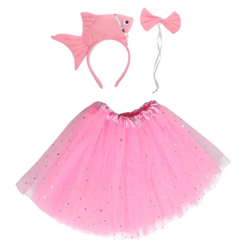 Beatifufu 1satz Junge Mädchen Kostüm Set Mit Fischausstattung Plüsch Haarschmuck Und Tüllrock Für Partys Halloween Und Rollenspiele Meeresbewohner Outfit Für Kreative Abenteuer von Beatifufu