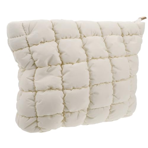 Beatifufu Kosmetiktasche Mit Gitterdesign -Aufbewahrungstasche Für Damen Reise-Kosmetik-Organizer Aus Daunenmaterial Tragbare Make-up-Tasche Für Unterwegs Praktische Kulturtasche Für von Beatifufu