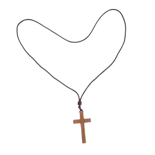 Beatifufu Kreuziges Auto hängend Halskette mit Kruzifix-Anhänger Glaube-Kreuz-Anhänger hängendes Halsseil Spirituelle Halskette für Männer Kreuzdekoration Hängekreuz für Auto Holz von Beatifufu