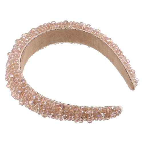 Beatifufu Kristall Stirnband Haarband Spitze Kopfbedeckung Abs Strassstirnband für dünn haarschmuck halstuch damen Frau Stirnband Haarzubehör stylischer Haarreif Kopfschmuck Schwamm Kaffee von Beatifufu