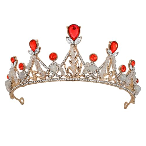 Beatifufu Krone Haarreif Rot Glänzende Geburtstagskrone für Mädchen Leichtes Zinklegierung Haarschmuck für Party Fotos von Beatifufu