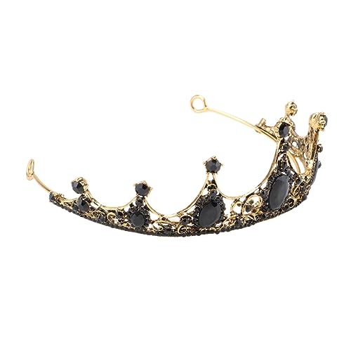 Beatifufu Krone Strass Diadem Hochzeit Dunkel Braut Kopfbedeckung Junggesellin Gothic Heiraten Königlich Kopfschmuck Barock Tiara Haarschmuck Prinzessinnenkostüm Für Damen Schwarz von Beatifufu