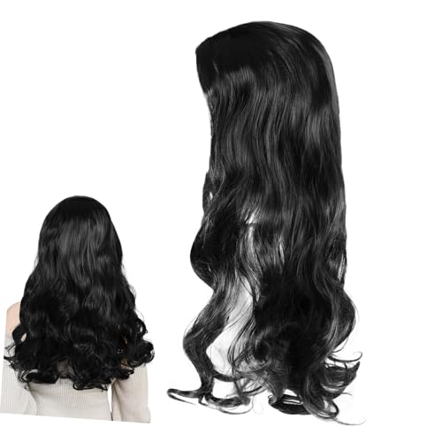 Beatifufu Lange Gewellte Perücke für Frauen Natürlich Wirkende Schwarze Synthetische Haare Hitzebeständig Mittiger Scheitel Komfortabel Vielseitig Stylbar für Alltag Cosplay und Partys von Beatifufu