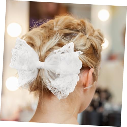 Beatifufu Mädchen Haarspange Weißer Spitzen haarklammer mit Federclip Süßer Haarschmuck Damen Party Zubehör Charmanter Look von Beatifufu