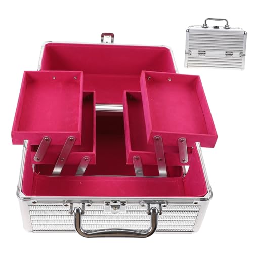 Beatifufu Kosmetikbox Aus Aluminiumlegierung Mit Griff Organizer-behälter Für Reisen Mit Spiegel Silberfarben Großes Fassungsvermögen Für Make-up von Beatifufu