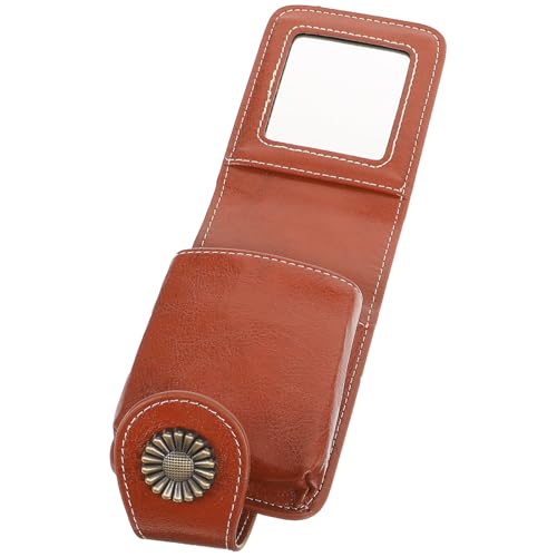 Beatifufu Make up Lippenstift Tasche Damen Mini Kosmetiktasche mit Spiegel Kompakt Langlebig Tragbar Multifunktional für Lippenstift Schlüssel Münzen für Frauen Reise Organizer Braun von Beatifufu