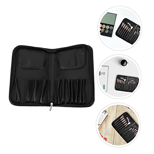 Beatifufu Makeup Pinsel Organizer Fächer PU Kosmetiktasche Schwarz Strapazierfähig für Reise und Alltag von Beatifufu