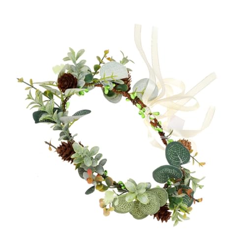 Beatifufu Kiefernkegel Blumenkranz Simulation Haargirlande Verstellbares Stirnband Für Frauen Kunstpflanze Kopfschmuck Hochzeits Und Partyzubehör von Beatifufu