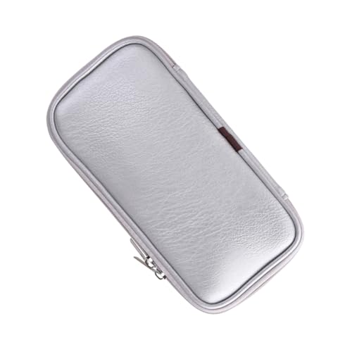 Beatifufu PU Leder Kosmetiktasche Silber Reise Make up Pinsel Organizer Leicht Kompakt Geräumig Damen Schminktasche Kosmetik Pinselhalter Tasche von Beatifufu