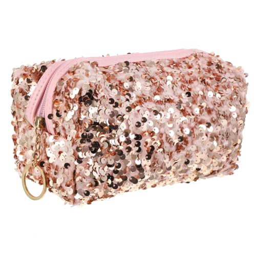 Beatifufu Pailletten Kosmetiktasche Quadratisch Große Make-up Tasche Damen Tragbar Multifunktional Reise Kulturbeutel mit Reißverschluss von Beatifufu