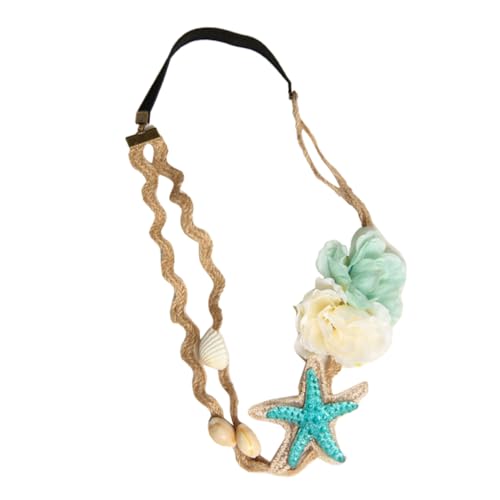 Beatifufu Perlen haarband mit Muschel dekor Verstellbares Elastisches Stirnband für Damen Eleganter Strand haarschmuck Geeignet für Urlaub Festivals und Alltag von Beatifufu