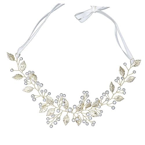 Beatifufu Braut Haarband Mit Perlen Und Blättern Verstellbar Handgefertigter Kopfschmuck Für Hochzeiten Partys Und Besondere Anlässe Elegantes Haarschmuck Für Frauen Und Mädchen von Beatifufu