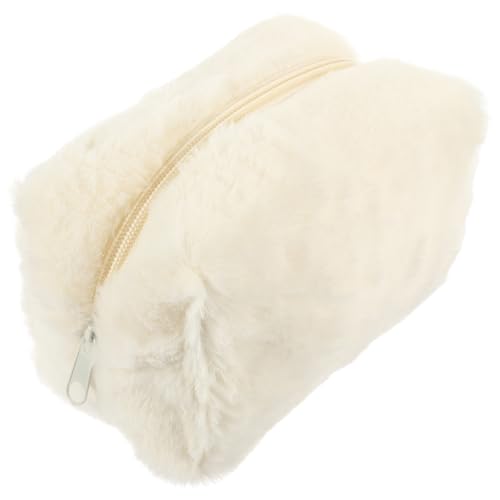 Beatifufu Plüsch Kosmetiktasche Handtragbar Weich Strapazierfähig Reisekulturtasche Damen Makeup Tasche Weiß von Beatifufu