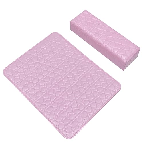 Beatifufu Quadratisches Nailart-handpolster-set Mit Herzmuster Nagelkissen Handgelenkpolster Pu-leder Nagelstudio-kissen von Beatifufu