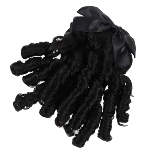 Beatifufu Perücke Damen Schwarz Lockig Retro Haarteil Pferdeschwanzverlängerung Für Partys Fotoshootings Cosplay Frauen-haar-accessoire Leicht Und Sicher Zu Tragen von Beatifufu