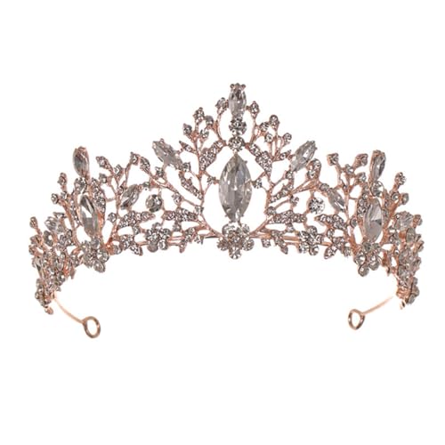 Beatifufu Retro Wasserfall Kristallkrone Braut Tiara in Roségold Eleganter Haarschmuck für Hochzeit Geburtstag Party und Festliche Anlässe Luxuriöse Kopfbedeckung für Damen und Bräute von Beatifufu