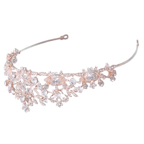 Beatifufu Rhinestone Brautkrone Roségold Haarschmuck Hochzeit Stirnband Strass Glitzer Bridal Pageant Crown für Damen Eleganter Brautschmuck von Beatifufu