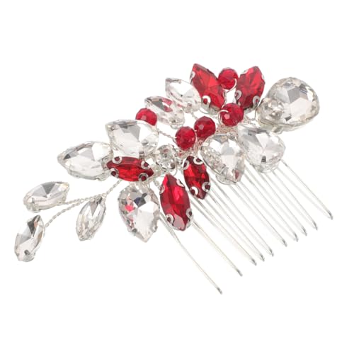 Beatifufu Roter Strass Haarkamm Brautschmuck Glänzendes Hochzeitsaccessoire Seitlicher Haarclip für Stilvolle Steckfrisuren Braut Brautjungfer Festliche Anlässe von Beatifufu