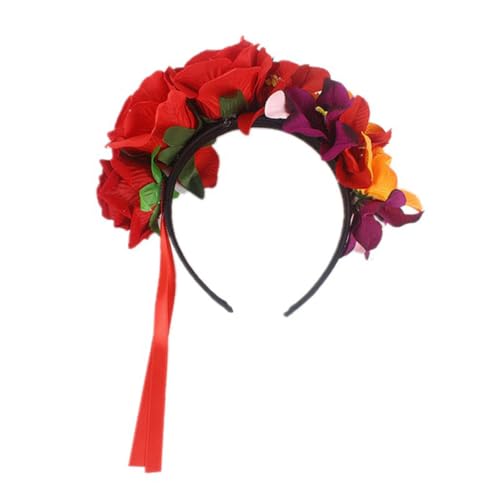Beatifufu Rotes Blumenstirnband mit Blume und Modischer Haarreif für Damen Eleganter Kopfschmuck für Festival Halloween Strand und Themenparty Langlebiges Material Vielseitig Einsetzbar von Beatifufu