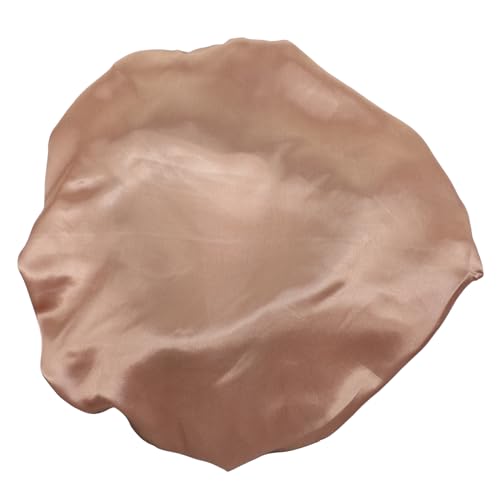 Beatifufu Satin Schlafhaube Damen Verstellbar Elastisch Große Haarkappe für Langes Haar Glattes Material Frizzfrei Fester Sitz für Nachtpflege und Hausarbeit Goldfarben von Beatifufu