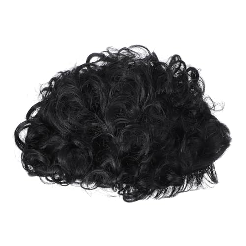 Beatifufu Schwarze Kurze Lockige Perücke mit Fransen für Damen Atmungsaktive Leichte Kunsthaar-perücke mit Verstellbaren Trägern für Cosplay Alltag und Sommerausflüge von Beatifufu