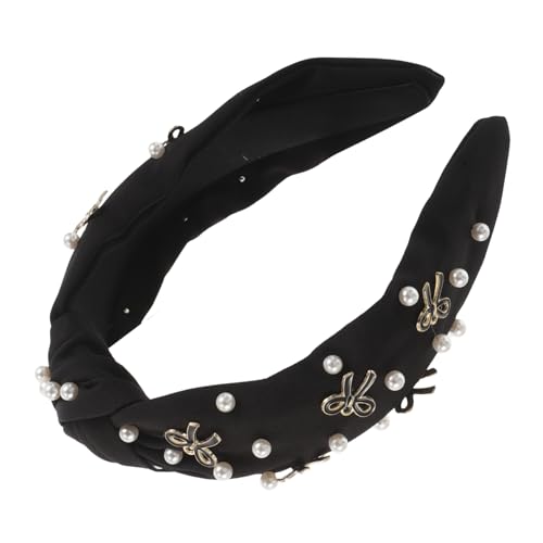 Beatifufu Schwarzes Vintage-stirnband mit Breiter Schleife und Perlen Stilvolles Haaraccessoire für Damen Vielseitig als Waschgesichts-stirnband und Braut-haarreif für Festliche Anlässe und von Beatifufu