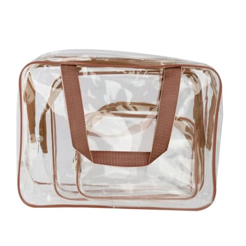 Beatifufu Teiliges Transparentes PVC Kulturbeutel mit Reißverschluss Multifunktional für Damen Kosmetiktaschen Reise Organizer Waschbeutel Handtaschen Braun von Beatifufu