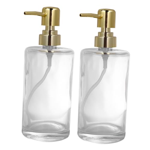 Beatifufu Transparentes Teiliges Reise Lotion Flaschenset aus Glas mit Goldfarbenem Pumpkopf Praktische Nachfüllflaschen für Unterwegs Robust und Einfach zu Befüllen für Männer und Frauen von Beatifufu