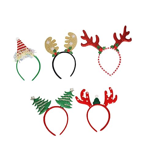 Beatifufu Entzückende Weihnachts-haarbänder 5 Stück Weihnachtsmütze Rentiergeweih Für Weihnachten Kinder-haarreifen von Beatifufu