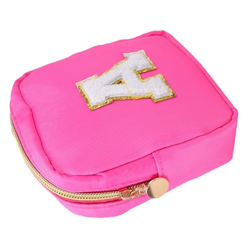 Beatifufu wasserdichte Kosmetiktasche aus Nylon mit Besticktem Buchstaben Design Kleine Schminktasche für Damen Multifunktionale Kulturtasche mit Reißverschluss Kompakte Make Up Tasche für von Beatifufu