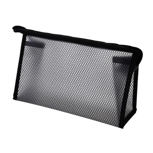 Beatifufu wasserdichte Mesh Kosmetiktasche Transparent mit Reißverschluss Schminktasche für Damen Kompakte Reise Make Up Aufbewahrungstasche Schwarz von Beatifufu