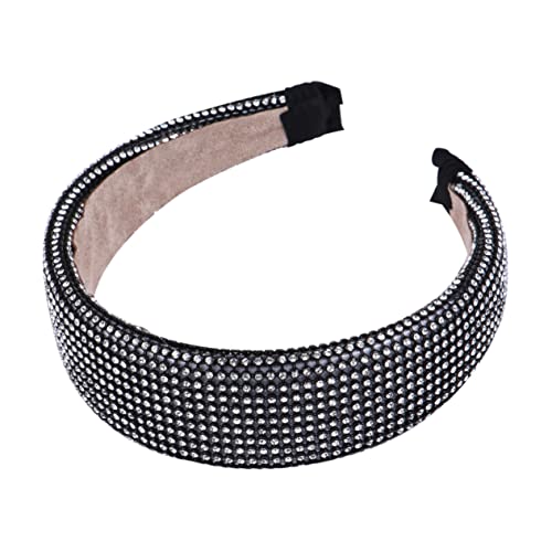 Beatifufu Schwarz Glitter Breites Stirnband Strass Haar Zubehör Frauen Mode Stirnbänder Haar Hoop von Beatifufu