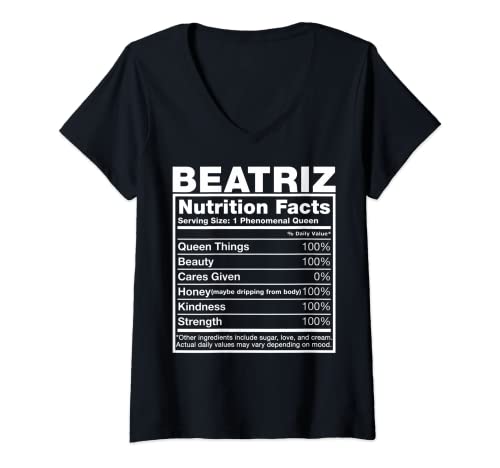 Damen Beatriz Nutrition Facts T-Shirt Beatriz Name Birthday Shirt T-Shirt mit V-Ausschnitt von Beatriz Nutrition Facts Name Shirts & Gifts