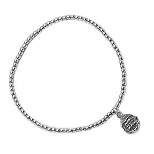 Beau Soleil Jewelry 925 Sterling Silber Armband Stretch Armband mit Anhänger Buddha Symbolschmuck (19) von Beau Soleil Jewelry