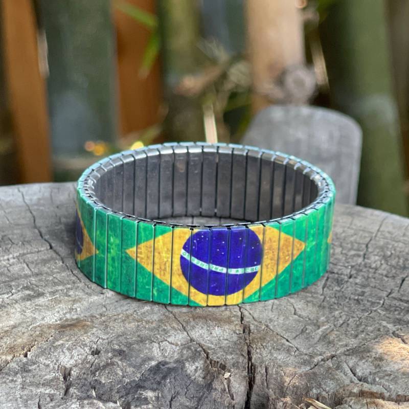 Brasilien Flagge Stretch Armband von Beau2Bear