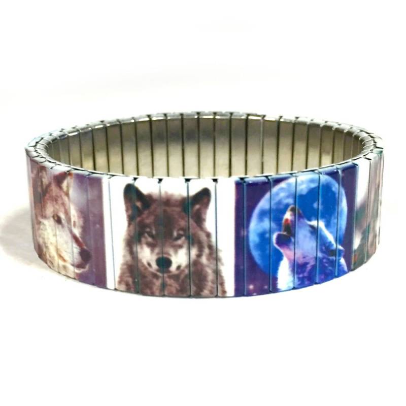 stretch-Armband Aus Edelstahl, Wolves Wrist-Art von Beau2Bear