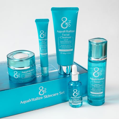 BeauBase Gesichtspflege Set Damen, 5-teiliges Hautpflege Set mit Reiniger, Toner, Serum, Augencreme und Feuchtigkeitscreme, ideal für Frauen, Männer und Jugendliche, intensiven Feuchtigkeitsversorgun von BeauBase