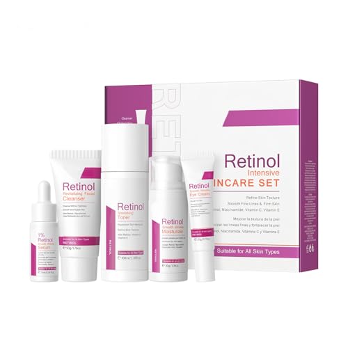 BeauBase Retinol Hautpflegeset, 5-teiliges Gesichtspflegeset Frauen, mit Reiniger, Toner, Serum, Augencreme, Feuchtigkeitscreme,für Frauen Männer Teenager BeauBase Retinol Hautpflegeset, 5-teiliges Gesichtspflegeset Frauen, mit Reiniger, Toner, Serum, Augencreme, Feuchtigkeitscreme,für Frauen Männer Teenager von BeauBase