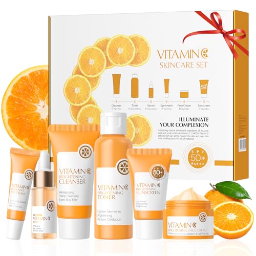 BeauBase Vitamin C Gesichtspflege Set, Gesichtspflege Set Teenager Mädchen, Hautpflege Reisegröße (Sonnenschutz) von BeauBase