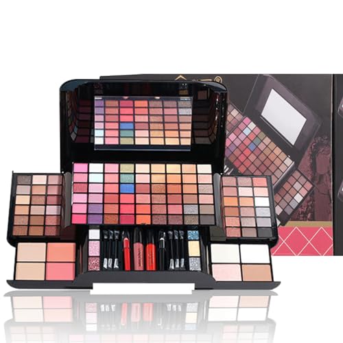 BeauFairy 104 Farben Kosmetik Geschenkset Make-Up Set, Geschenkset Voller Größe, Paletten Schminkkoffer mit Spiegel Lidschatten, Markieren, Rouge, Multifunktions Kosmetik - 002Y von BeauFairy