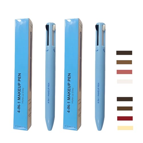 BeauFairy 4 in 1 Makeup Pen, 2PCS, Multifunktionaler Kosmetikstift Wasserfester Makeup Beauty Pencil, Augenbrauenstifte, Eyeliner, Lipliner und Textmarker, Langanhaltend Face Make-Up (Blau) von BeauFairy