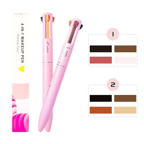 BeauFairy 4 in 1 Makeup Pen, 2PCS, Multifunktionaler Kosmetikstift Wasserfester Makeup Beauty Pencil, Augenbrauenstifte, Eyeliner, Lipliner und Textmarker, Langanhaltend Face Make-Up (Rosa) von BeauFairy