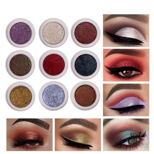 BeauFairy 9 Farbtönen Lidschatten Set, Creme Glitzer Eyeshadow, Farbintensiver langanhaltender,Wasserfest & Langlebig, Schimmerndes Lidschatten Palette, Metallisch Perlen Finish Augen-Makeup von BeauFairy