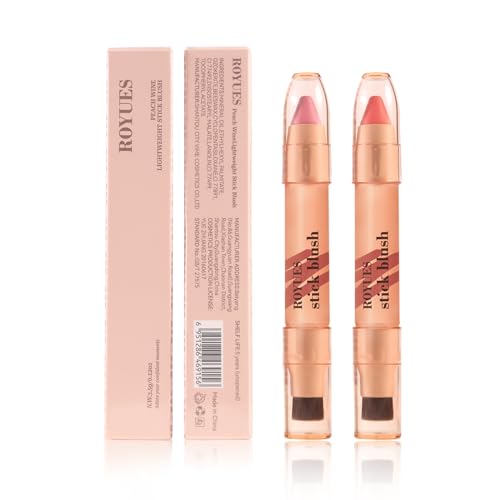 BeauFairy Blush Stick, 2 Stück, Blush Stick mit Pinsel, Professional Makeup Rouge, Weiches, Leichtes, Atmungsaktives Gefühl, Langanhaltend, Einfachen Auftragen, für Wangen, Lippen und Lidschatten 001 von BeauFairy