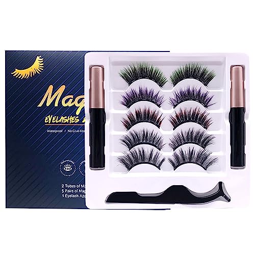 BeauFairy Magnetische Wimpern, Magnetische Wimpern mit 2 Tuben Eyeliner Satz, 5 Paare Dicke Lange Künstliche Weiche Falsche Eyelashes, Wasserdicht und Wiederverwendbar mit Pinzette, Kein Kleber von BeauFairy