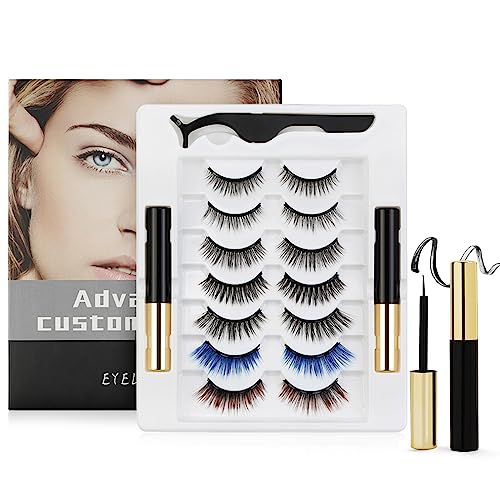 BeauFairy Magnetische Wimpern, Magnetische Wimpern mit 2 Tuben Eyeliner Satz, 7 Paare Dicke Lange Künstliche Weiche Falsche Eyelashes, Wasserdicht und Wiederverwendbar mit Pinzette, Kein Kleber von BeauFairy