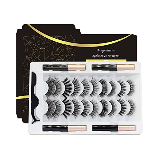 BeauFairy Magnetische Wimpern, Magnetische Wimpern mit 4 Tuben Eyeliner Satz, 10 Paare Dicke Lange Künstliche Weiche Falsche Eyelashes, Wasserdicht und Wiederverwendbar mit Pinzette, Kein Kleber von BeauFairy